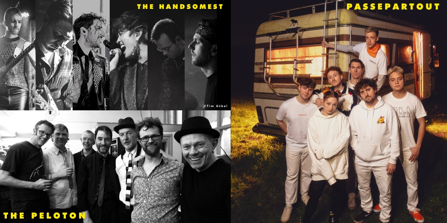 Collage aus den 3 Bands: Handsomest, The Peloton & Passepartout