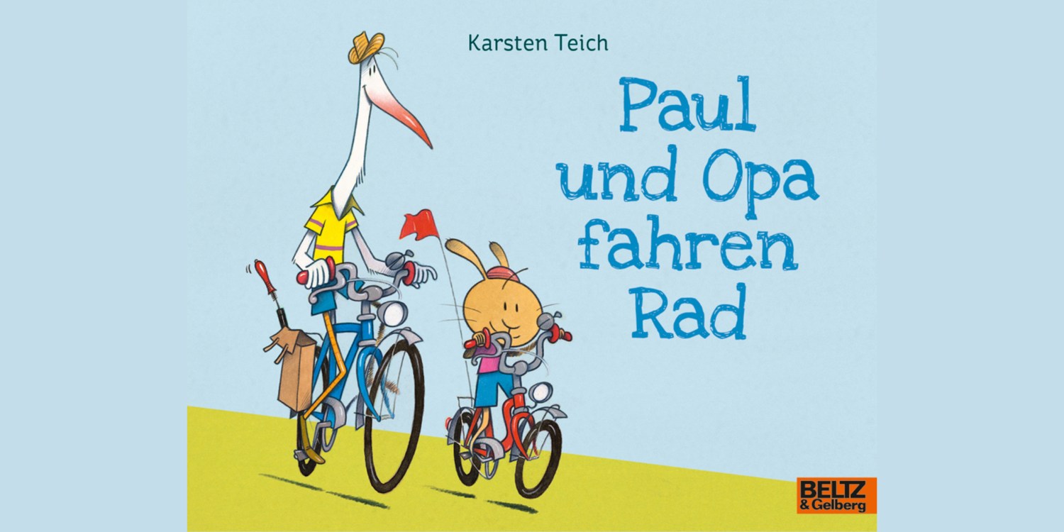 Buchcover von Paul und Opa fahren Rad gezeichnet.