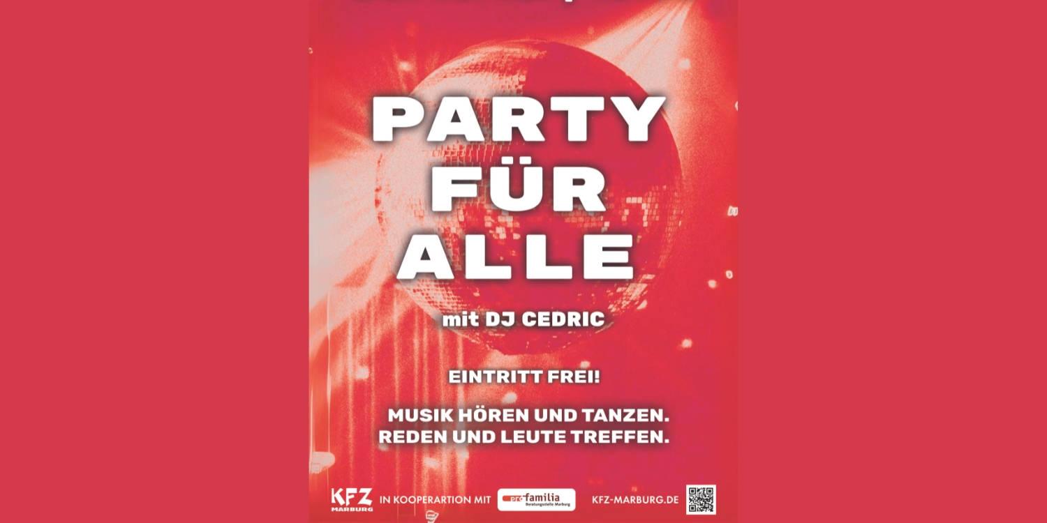 Plakat für die Party mit Diskokugel.