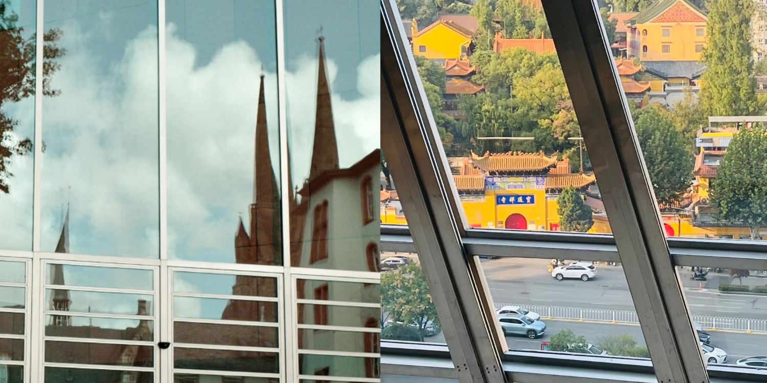 2 Fotos. Einmal Marburg und einmal ein Ort in Asien.