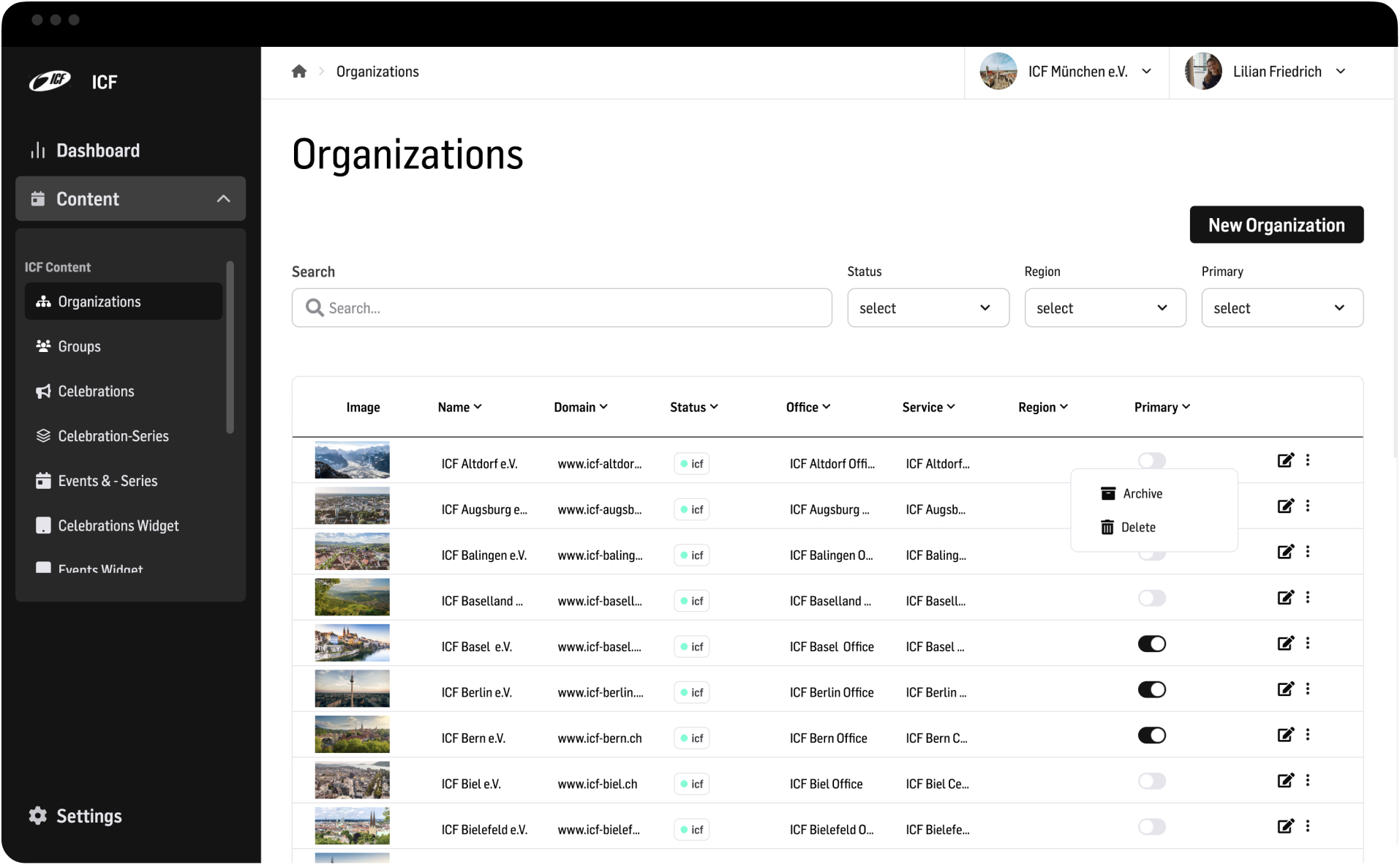 screenshots of project