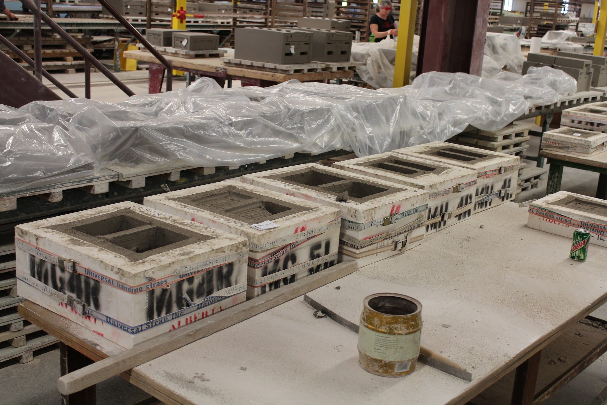 Plaster molds with terra cotta inside. 