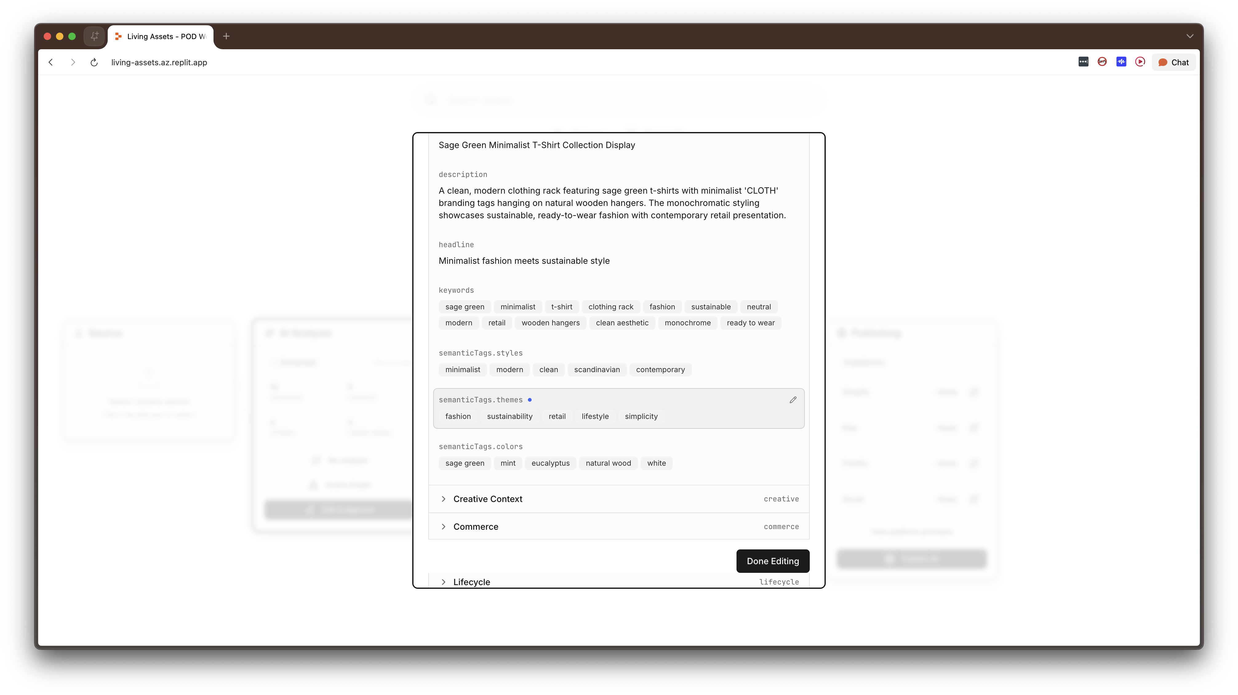 Showing metadata.