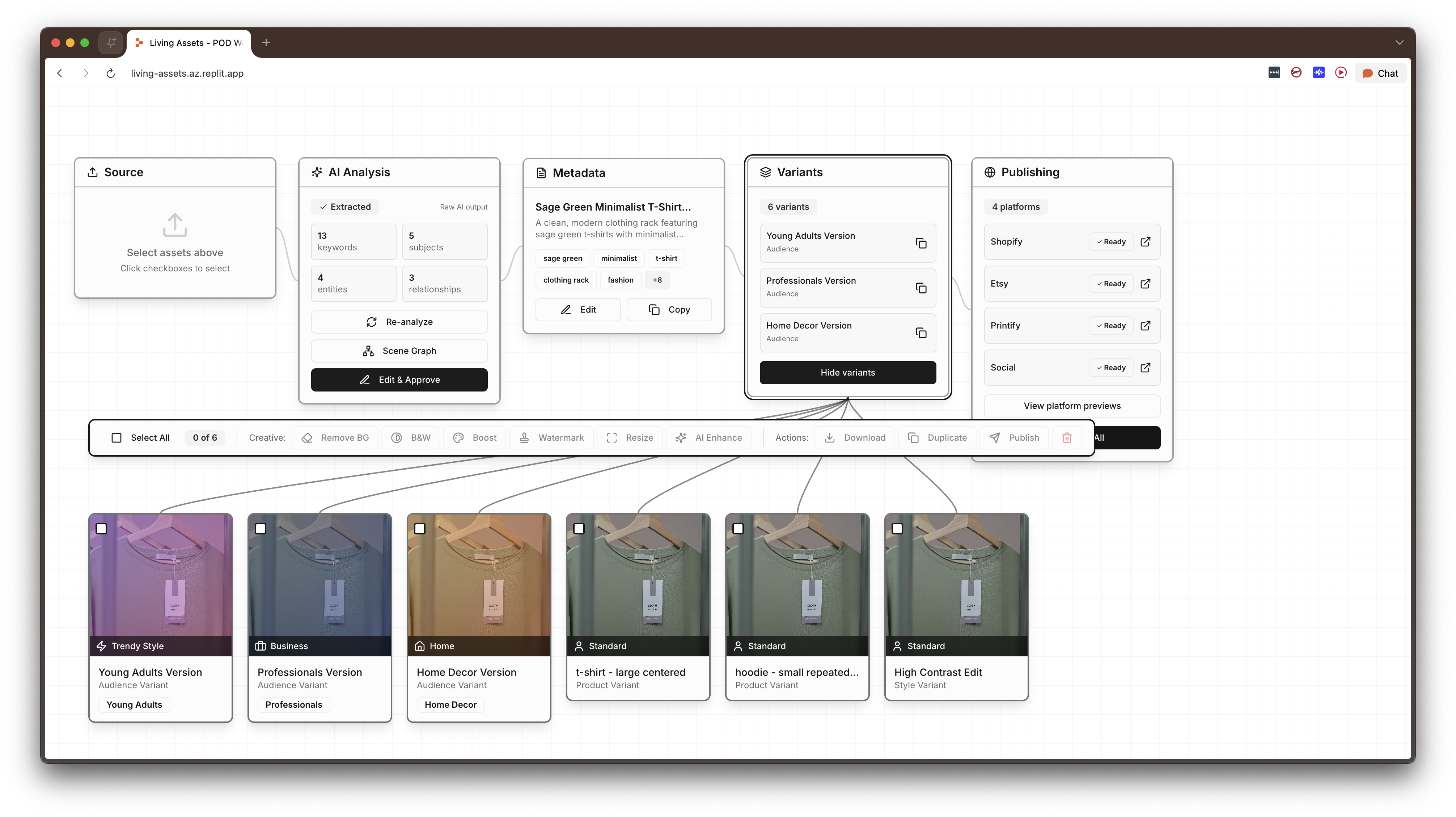 Prototype (demo only) of bulk creative actions.