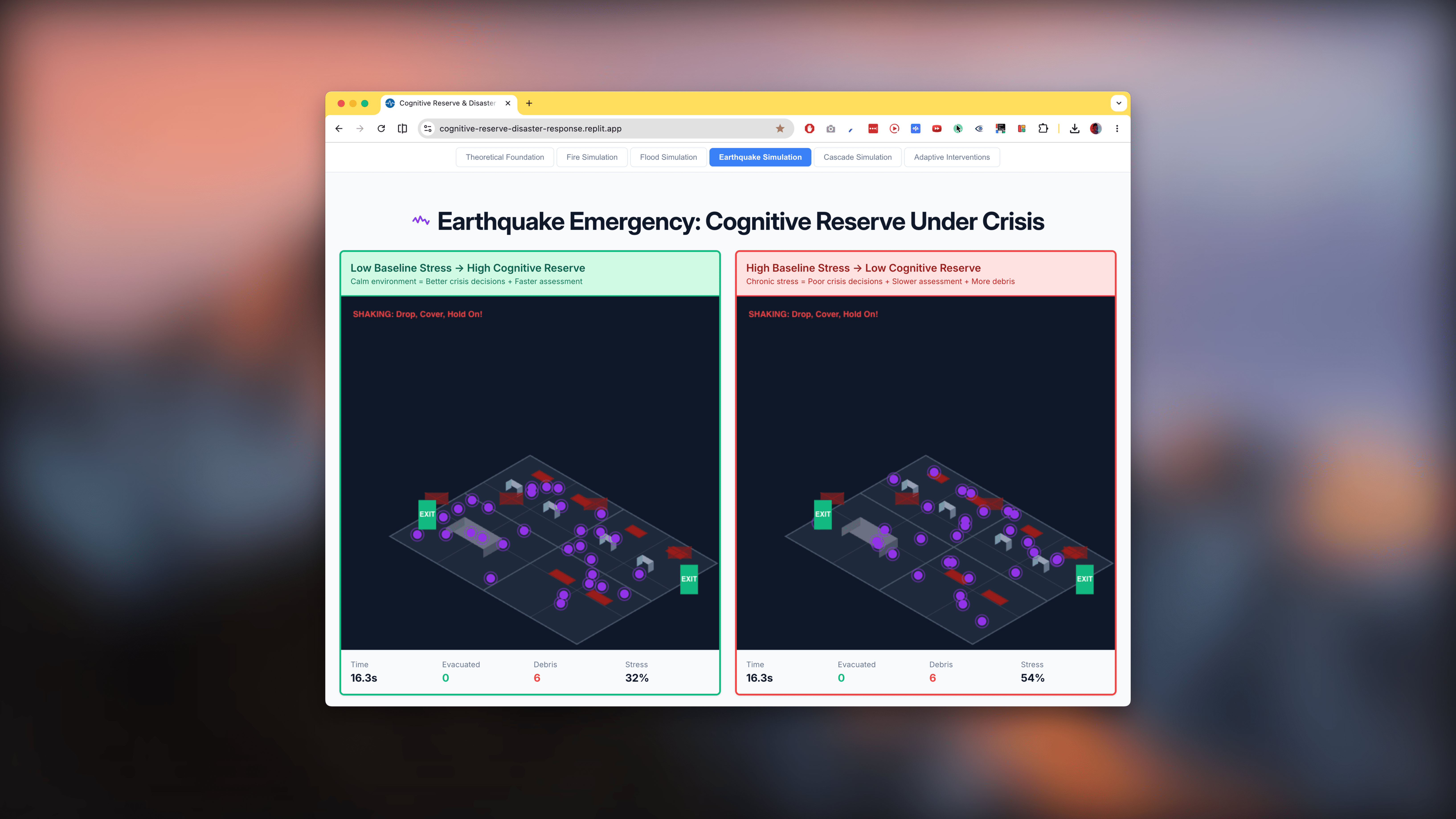 Earthquake simulation. 