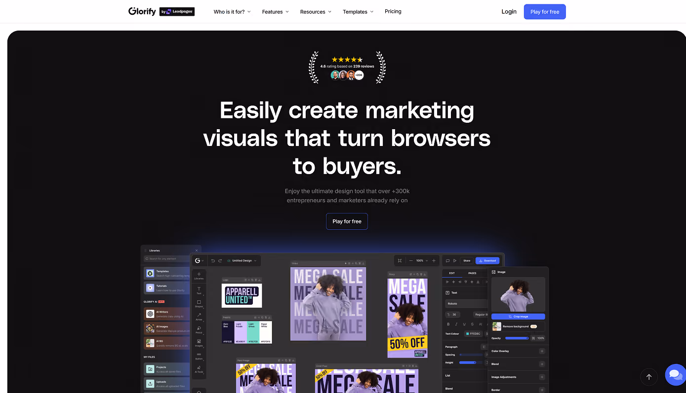 glorify home page