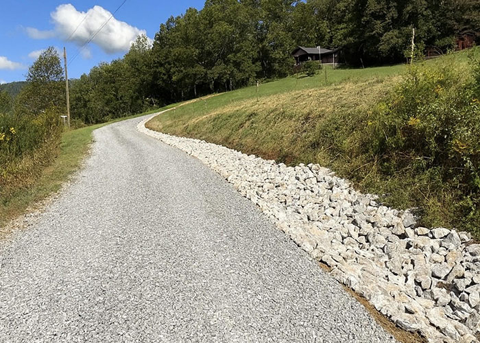 Mountain gravel driveway grading drainage and repair