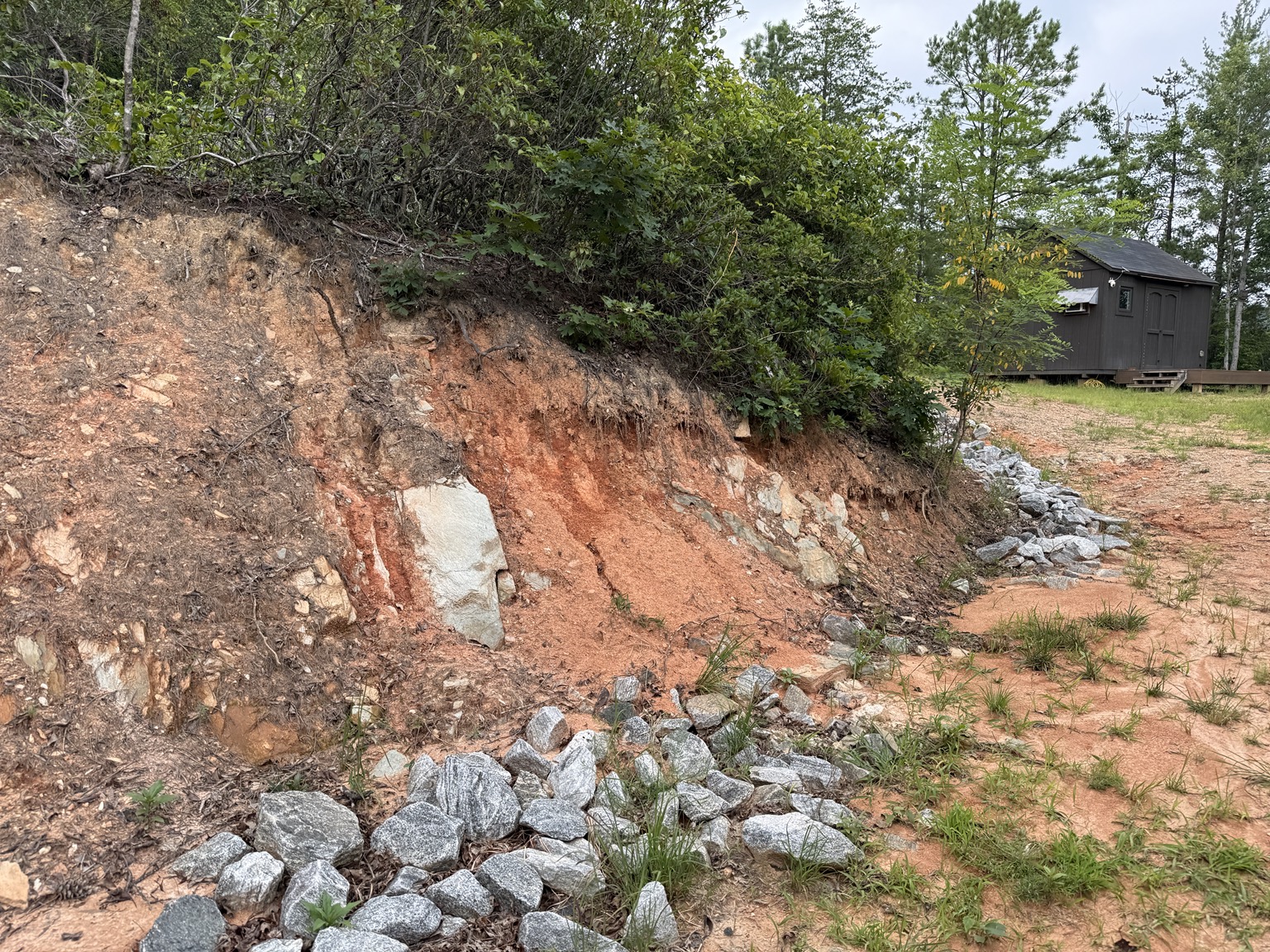 Before view of the steep eroding bank