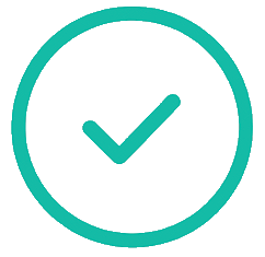 Green checkmark inside a green circle on a white background.