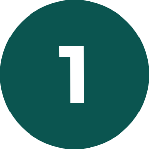 White number 1 centered inside a dark teal circle.
