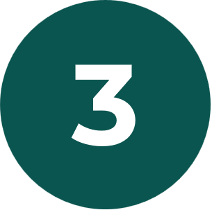 White number 3 centered inside a dark teal circle.