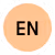 Circular peach-colored button with black letters 'EN' in the center.