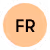 Circular orange badge with the letters 'FR' in black, centered.