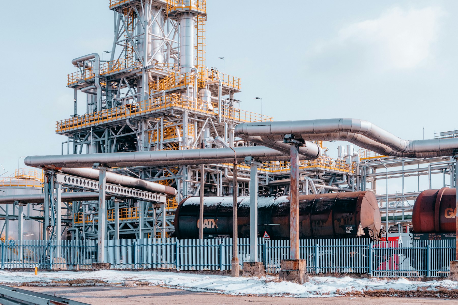 Refinery process units and pipe racks