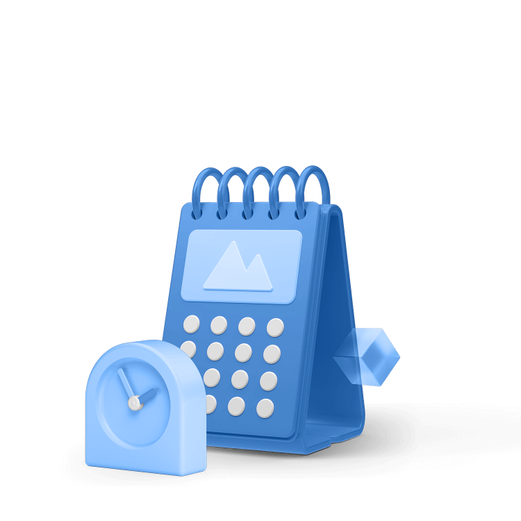 Illustration of a calendar and a clock