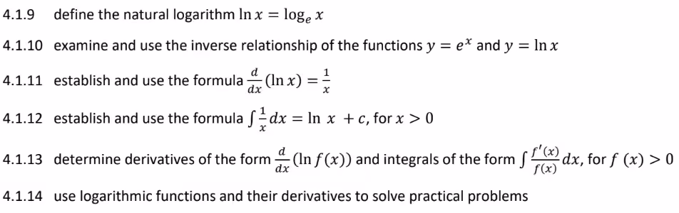 Calculus of the natural logarithmic function
