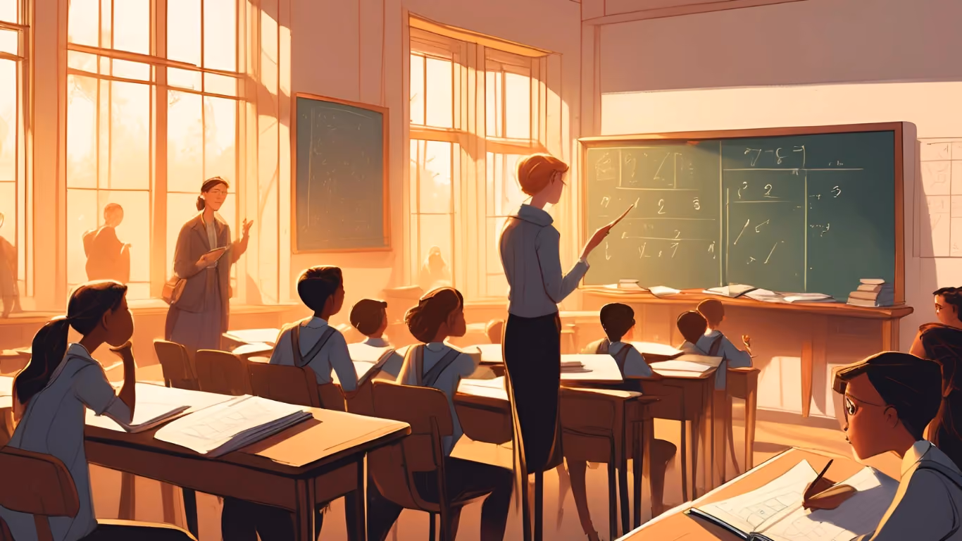Classroom with students and teachers
