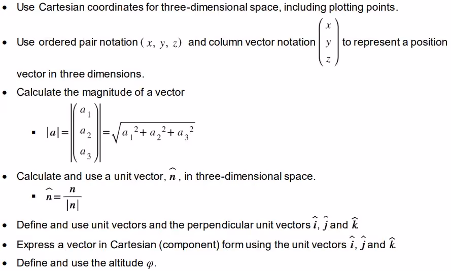 Vectors in three dimensions