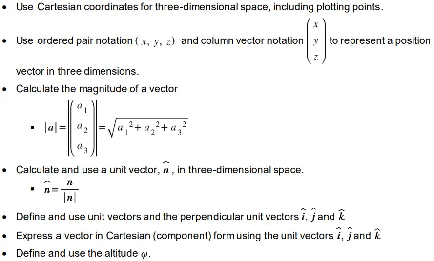 Vectors in three dimensions