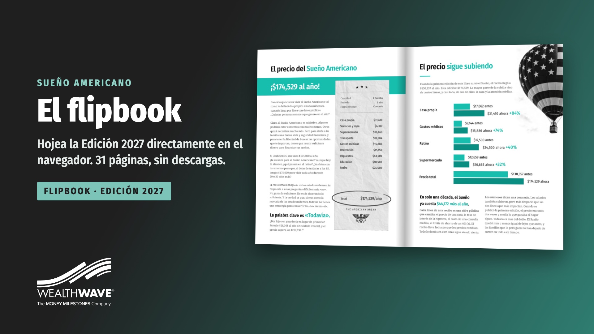 Sueño Americano: El impacto del costo flipbook, open to the $174,529 receipt