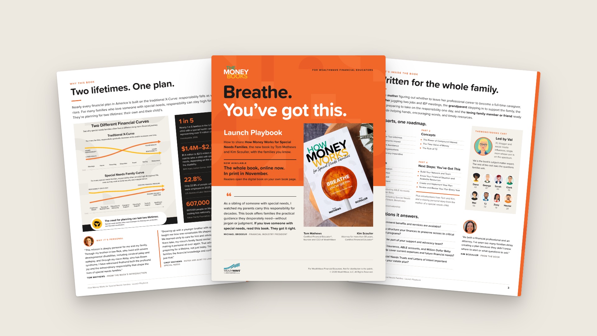 Launch Playbook cover: Breathe. You've got this., with the book How Money Works for Special Needs Families