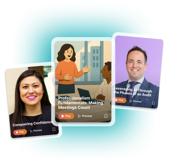 Three episode cards for LumiQ podcast episodes