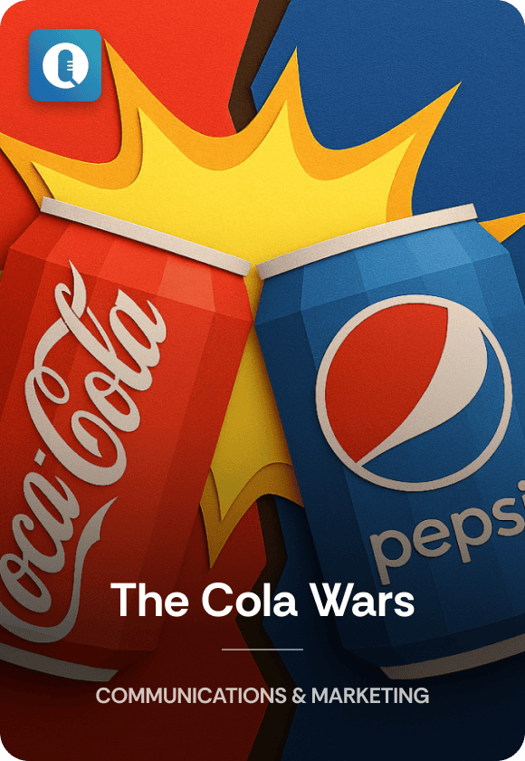 Episode cover image for "The Cola Wars" featuring a Coke and Pepsi can fighting.