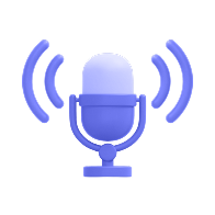 Microphone with audio waves around it