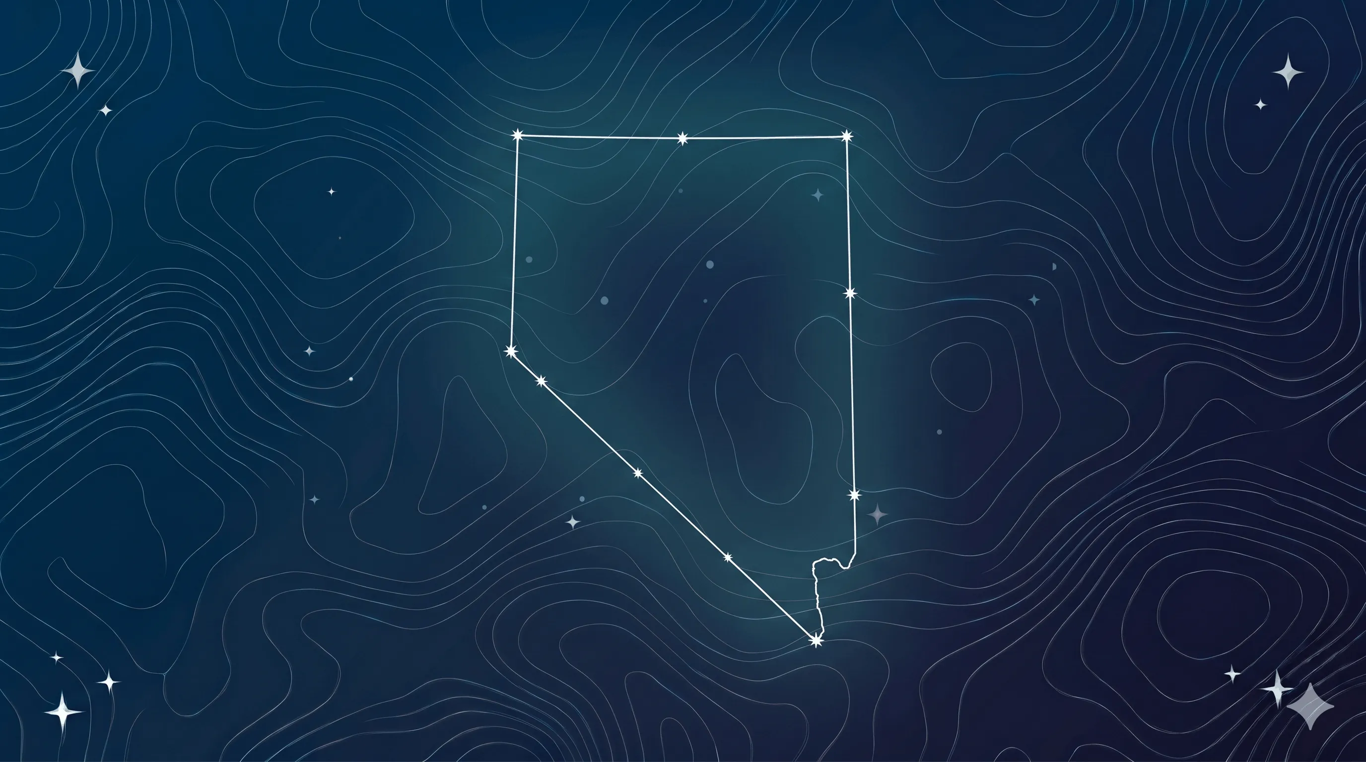 Glowing outline of Nevada on a starry background