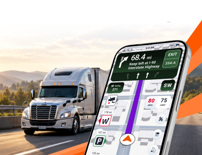 Trucker Guide navigation app with truck services, parking places and traffic cameras