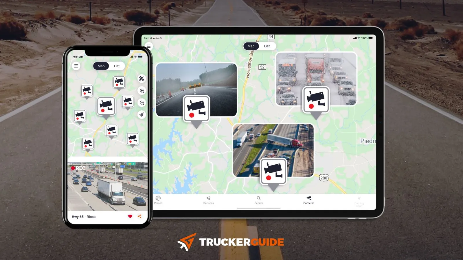 Trucker Guide traffic cameras feature