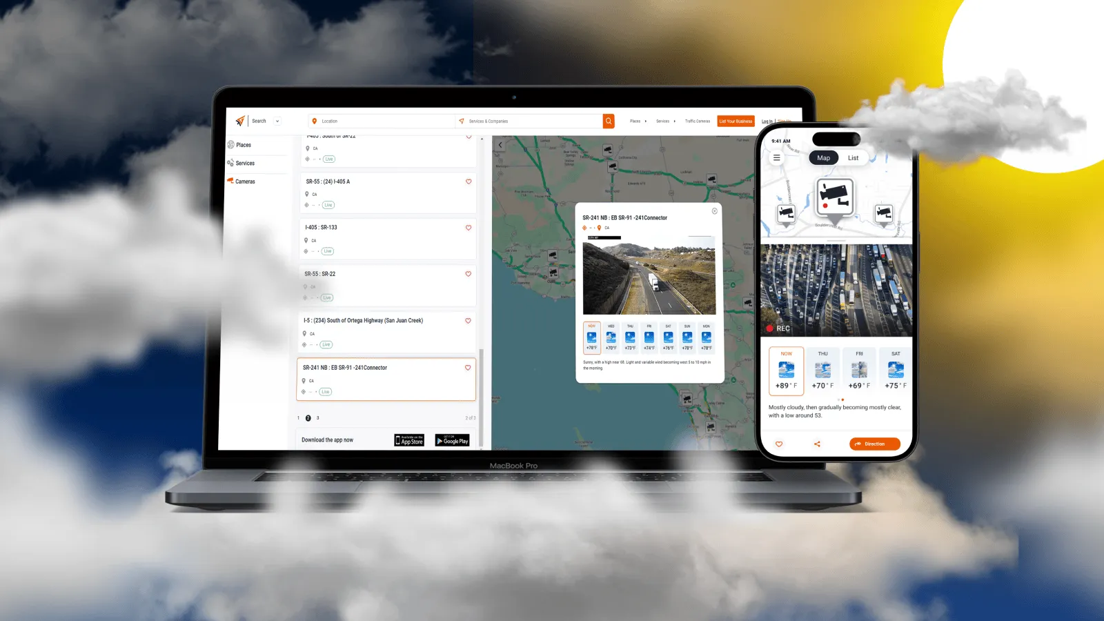 Trucker Guide weather tool showing precipitation and wind conditions for safer trucking.