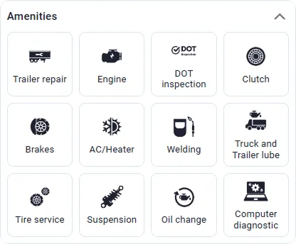 Trucker Guide for Business highlighting specialized truck services like diesel repairs, tire replacement, trailer diagnostics, and fleet maintenance.