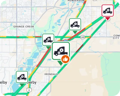 Trucker Guide map showing a promoted shop with a badge that makes its listing stand out to drivers.