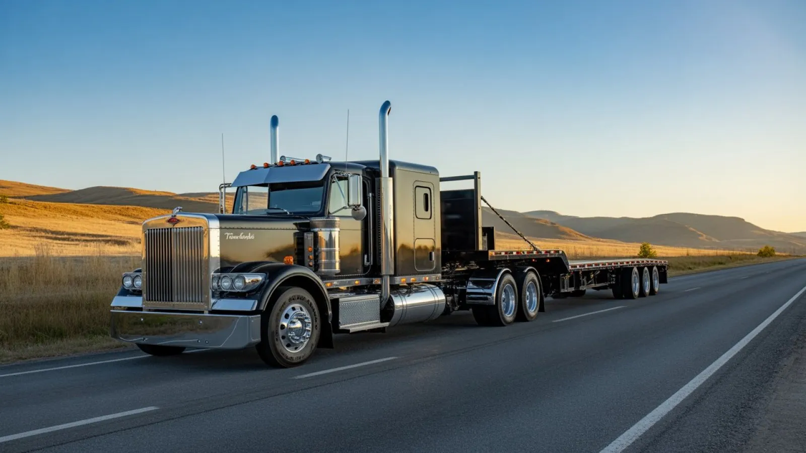Semi-truck cruising along a highway, symbolizing smarter routes and better-paying loads for drivers.