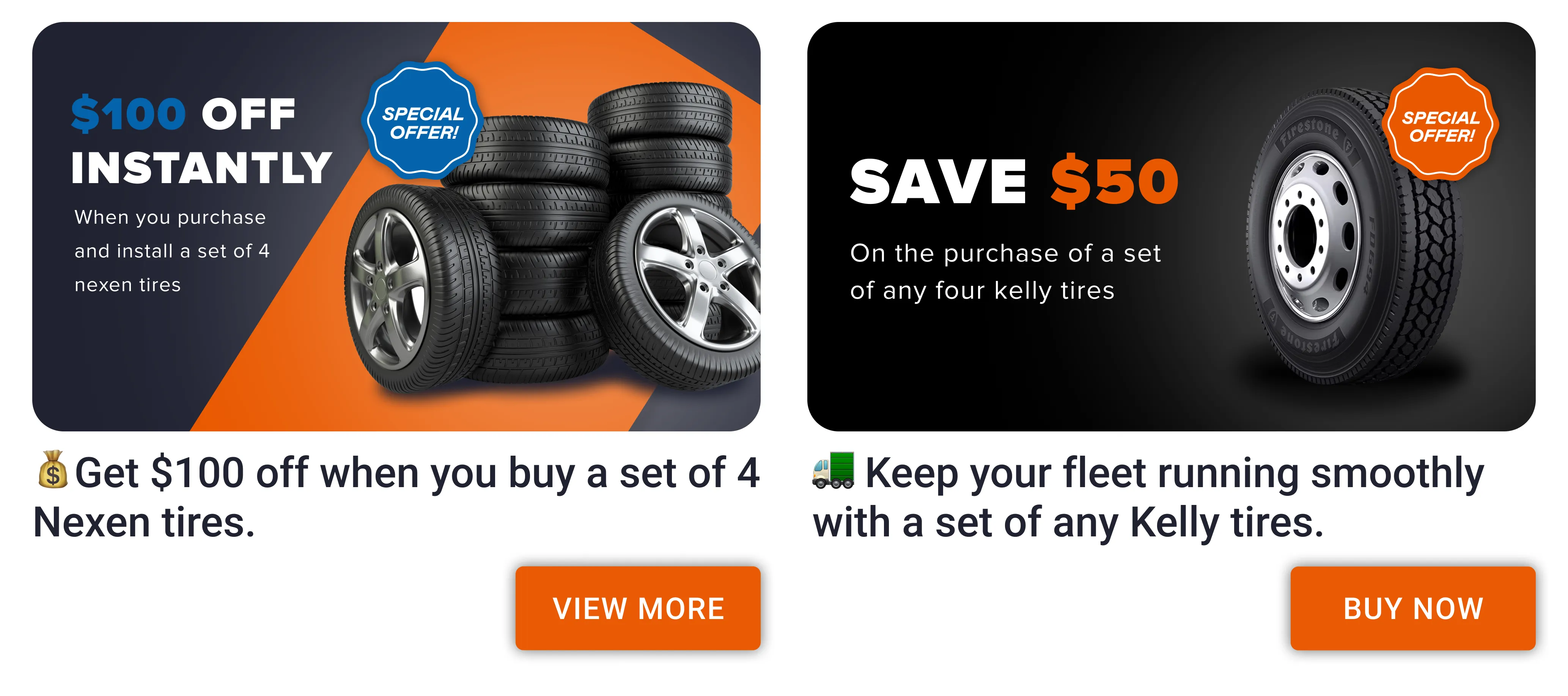 Trucker Guide promotion featuring seasonal tire discounts designed to attract more drivers.