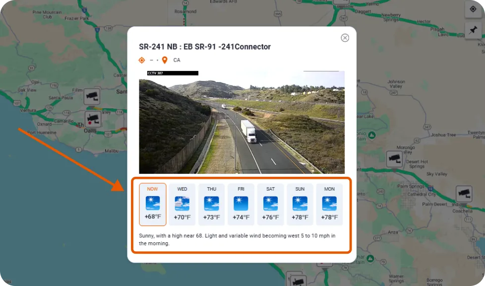 Trucker Guide weather forecast panel