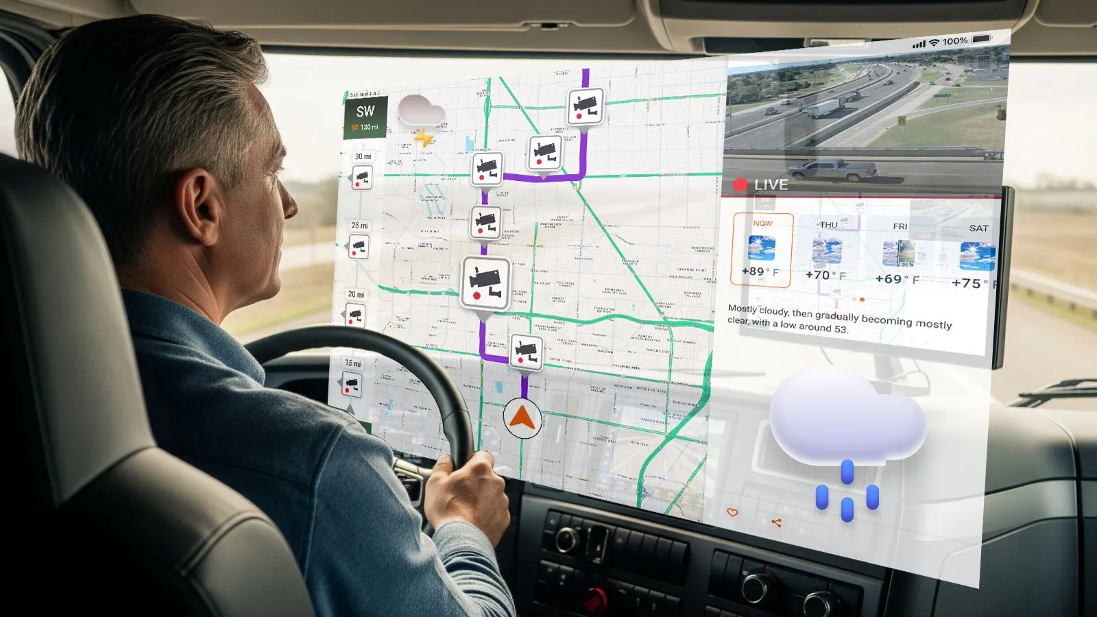 Trucker Guide provides real-time road and weather updates to help drivers choose safer truck routes.