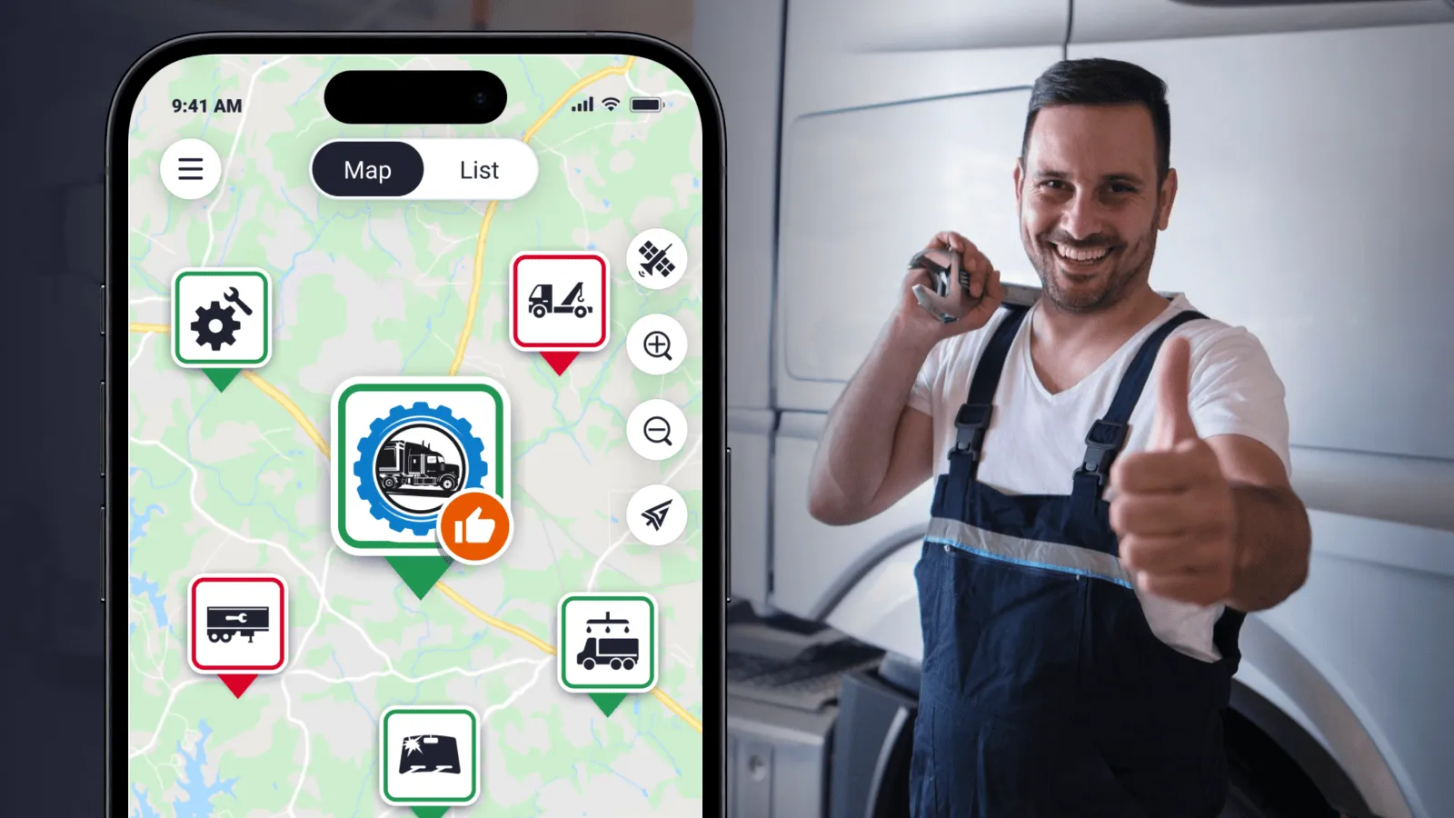 Trucker Guide company card featuring branded icons and badges to increase visibility, attract customers, and drive traffic.