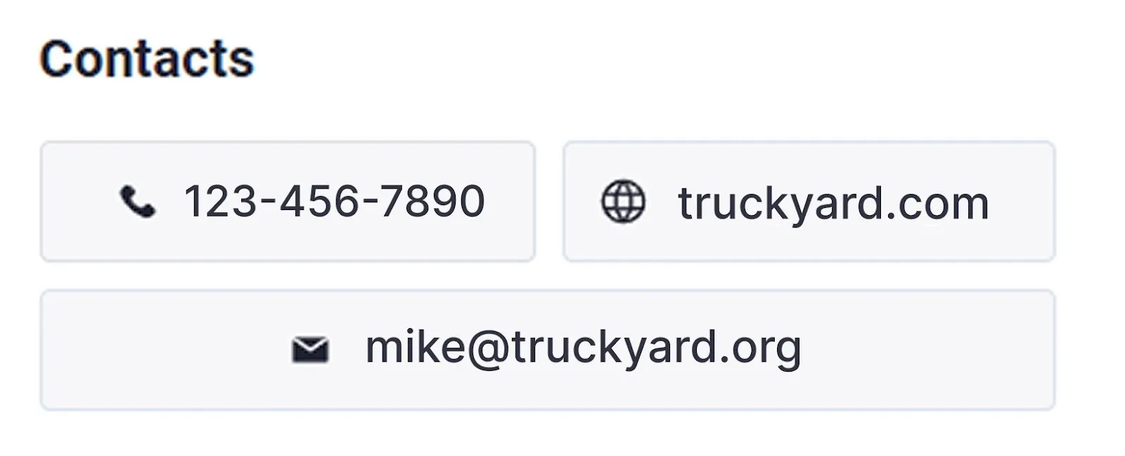 Business listing displaying phone, email, and website contact information for easy access.