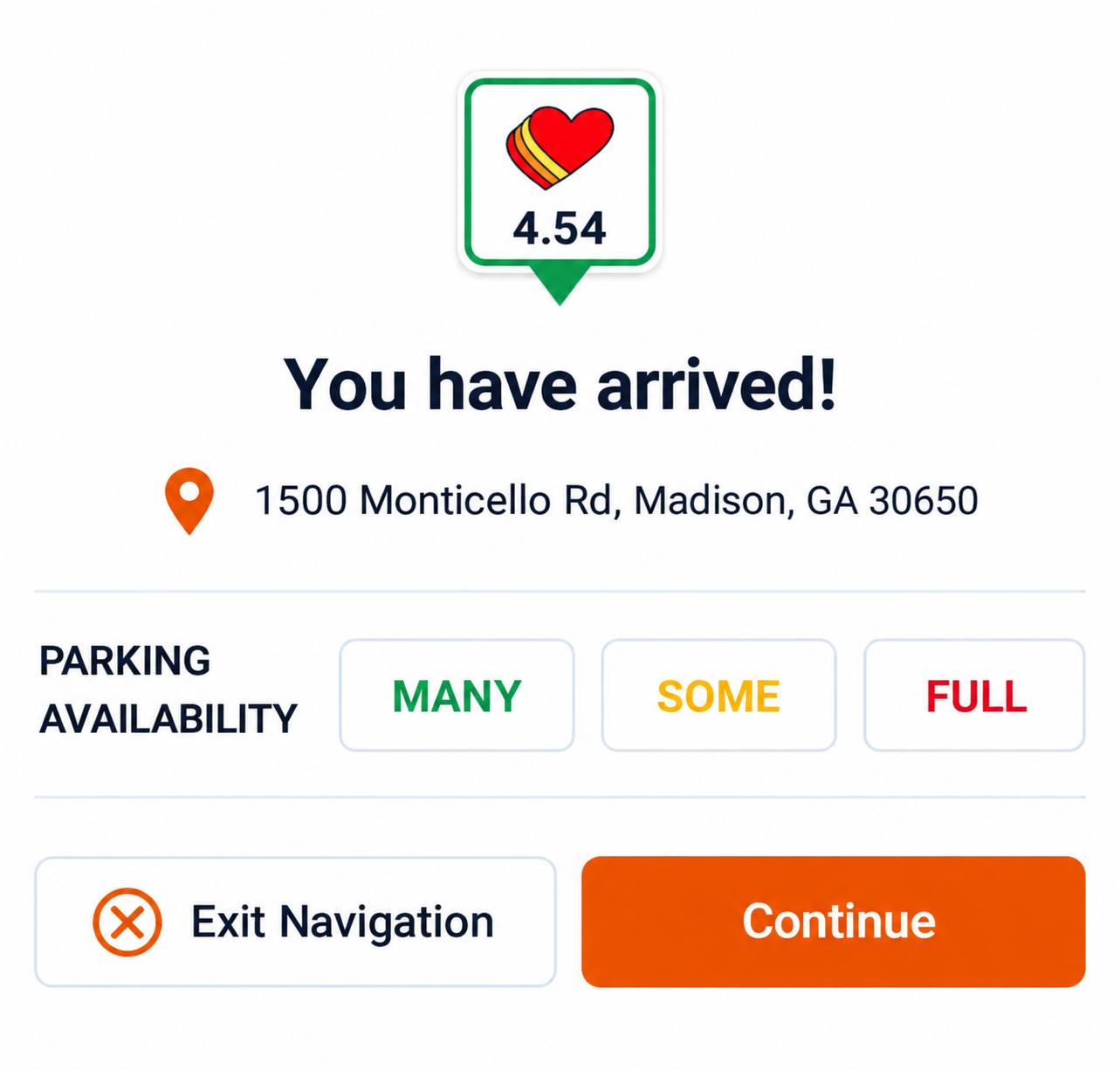 Trucker Guide parking status update screen for reporting available truck parking
