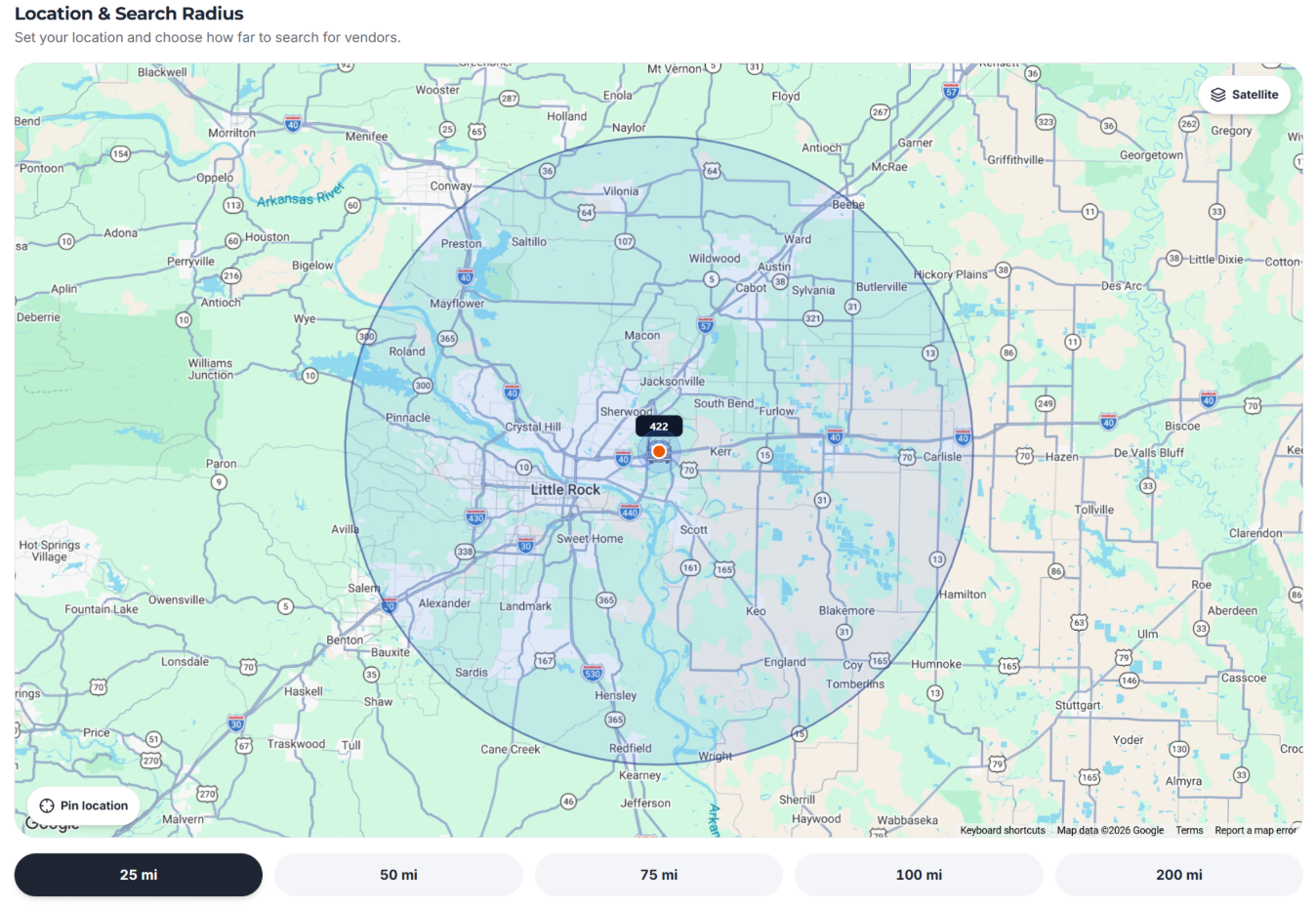 Trucker Guide Fleet Portal map with a fleet unit selected for roadside assistance.