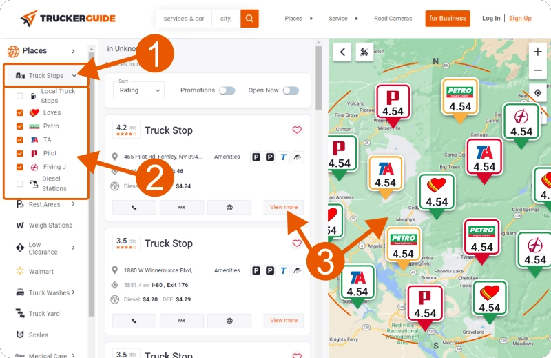 Trucker Guide helps fleet managers find diesel stations and compare fuel prices by city, state, or ZIP code.