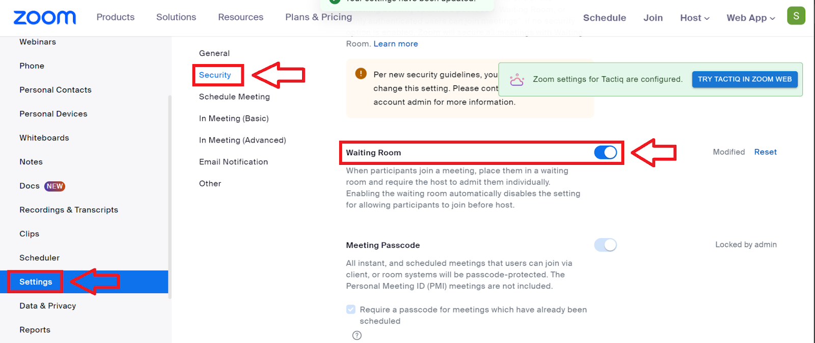 A Step by step guide to enable the “Waiting Room” option in Zoom.