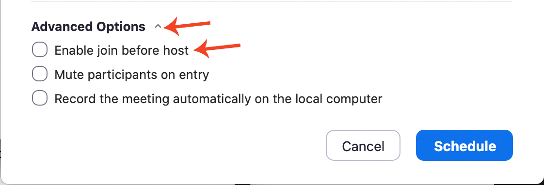 Option to configure settings when participants join the Zoom call.