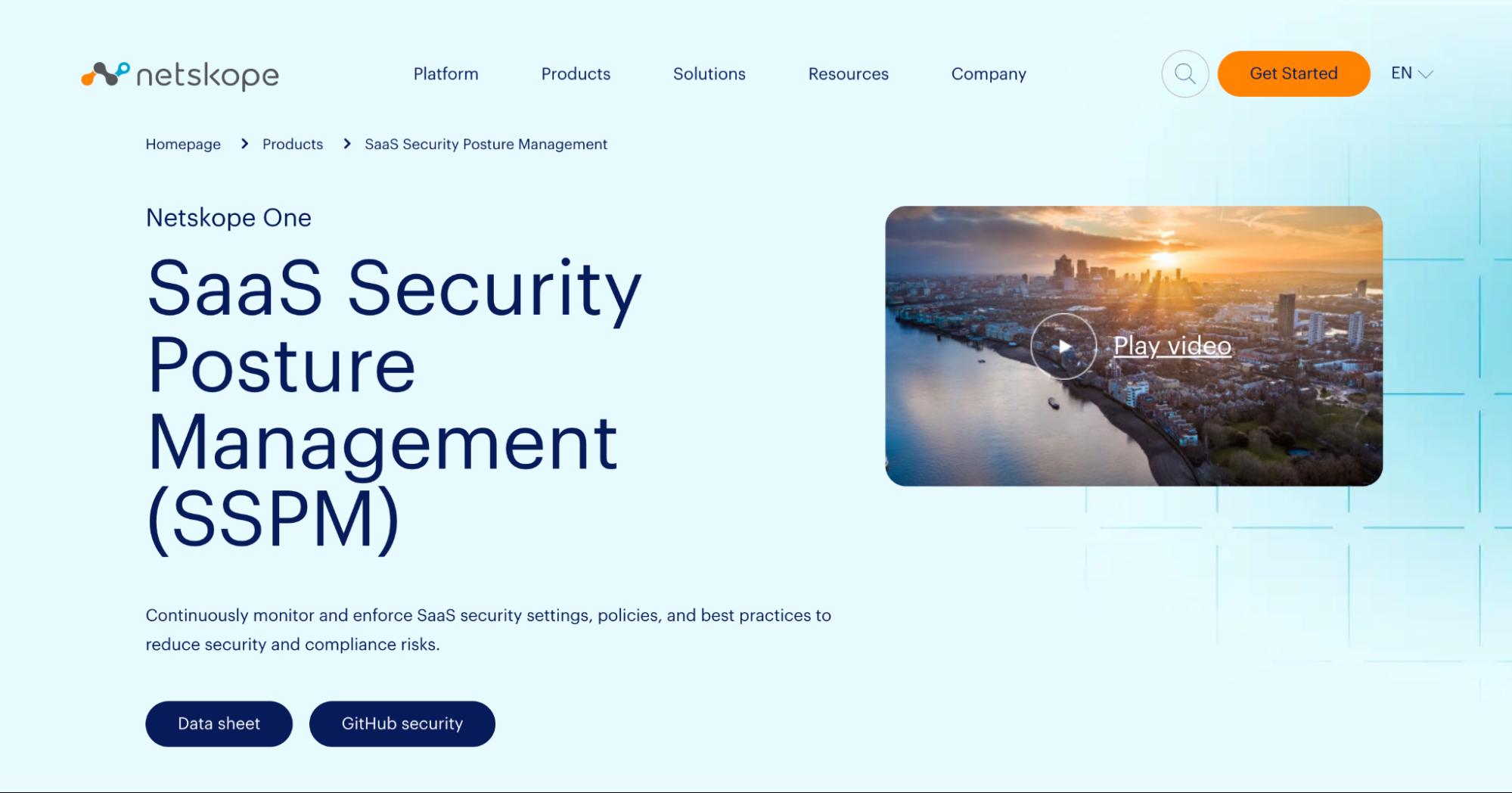 Netskope One webpage on SaaS Security Posture Management (SSPM).
