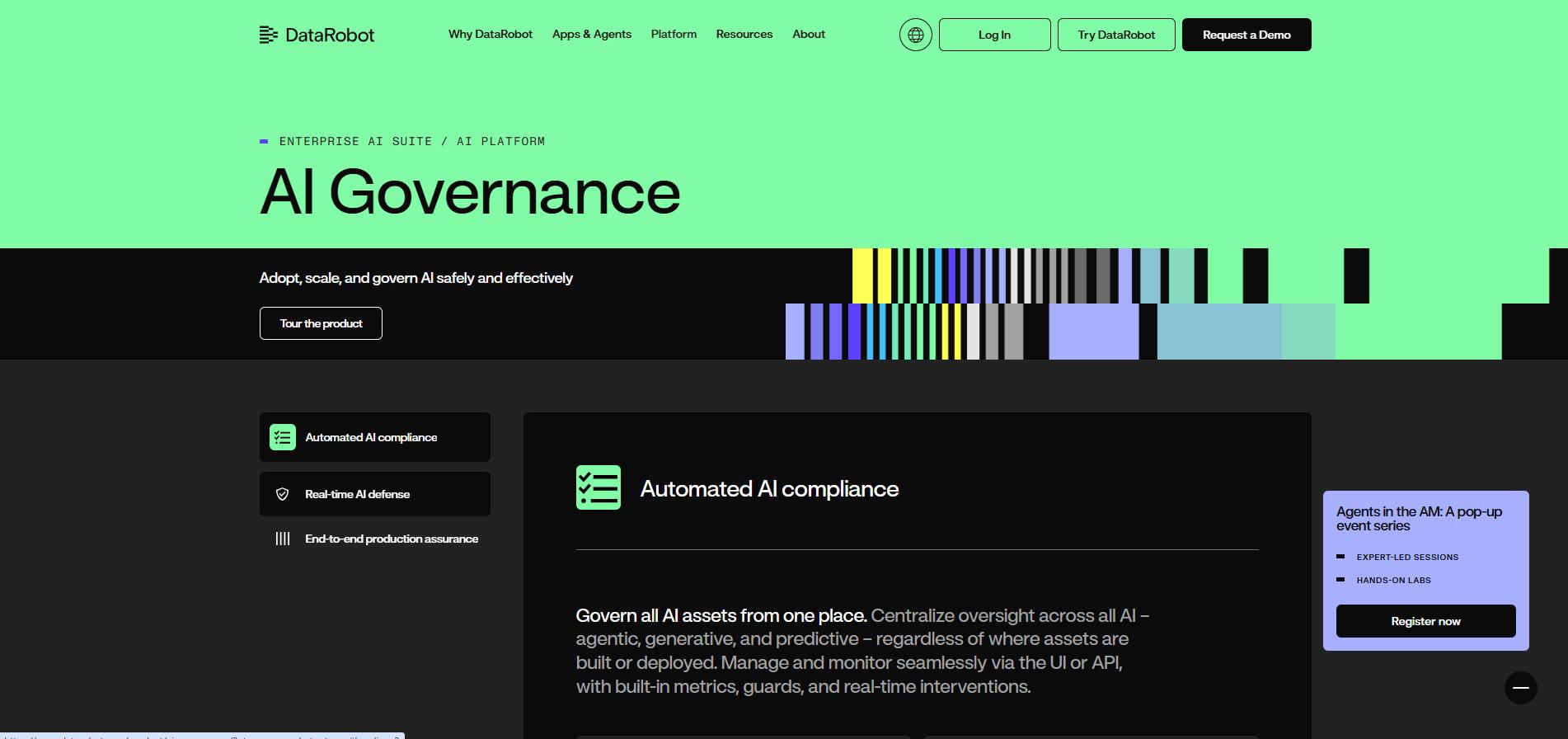 DataRobot AI Governance page