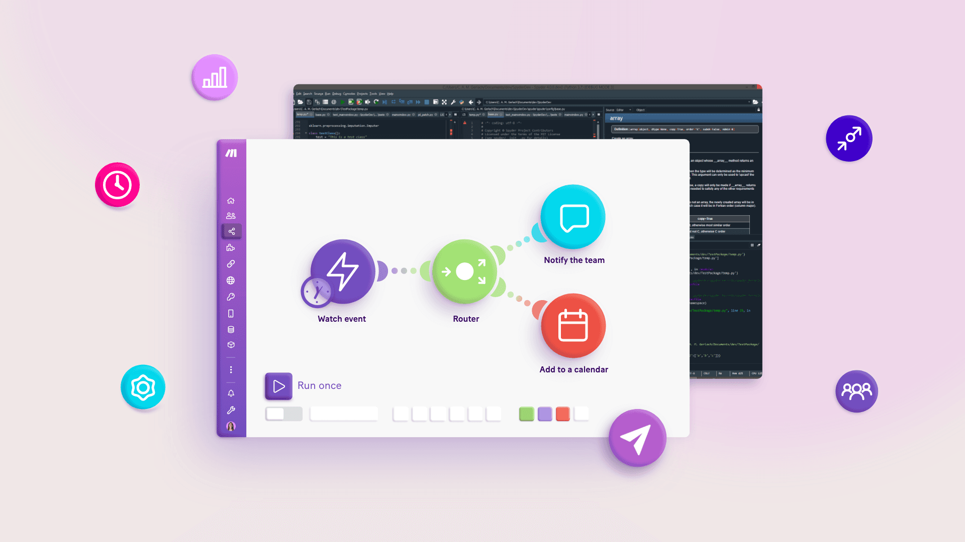 Make.com no-code visual automation interface