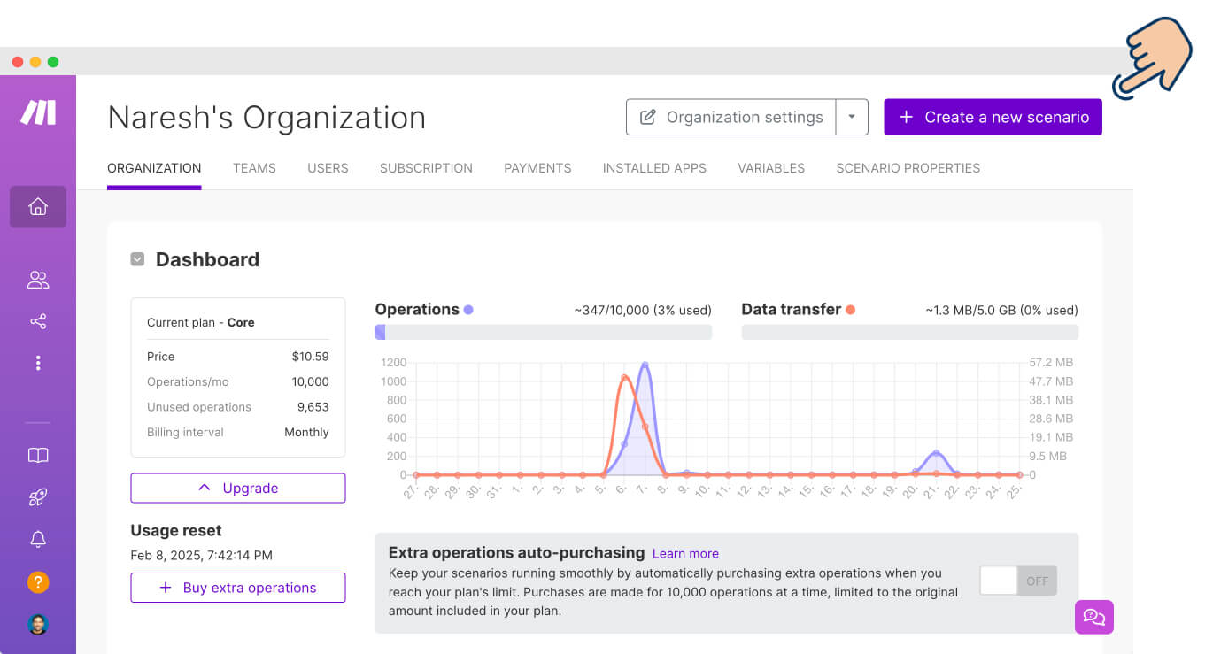Make.com scenario builder screenshot