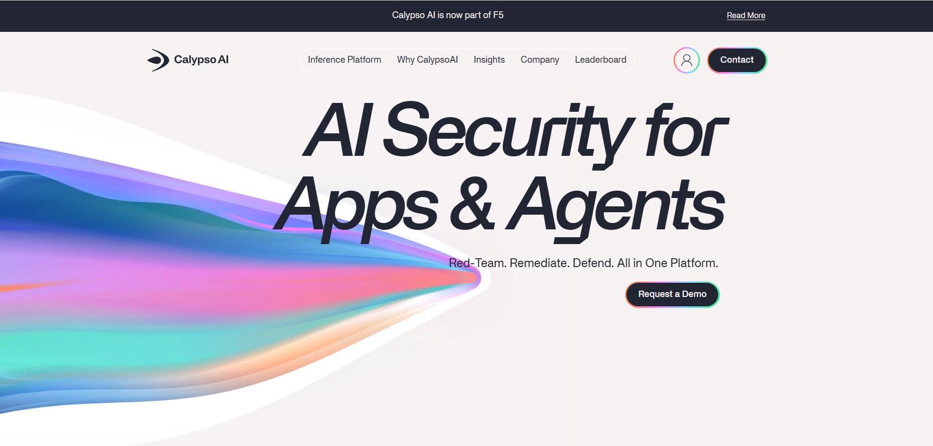 Calypso AI homepage promoting AI security for apps and agents.